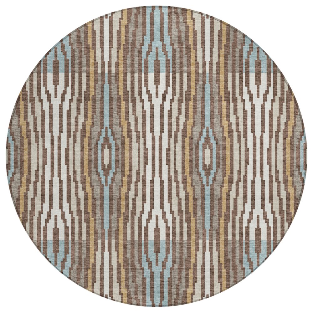 Machine Washable Indoor/Outdoor Chantille ACN2666 Brown 8' x 8' Round Rug. Picture 1
