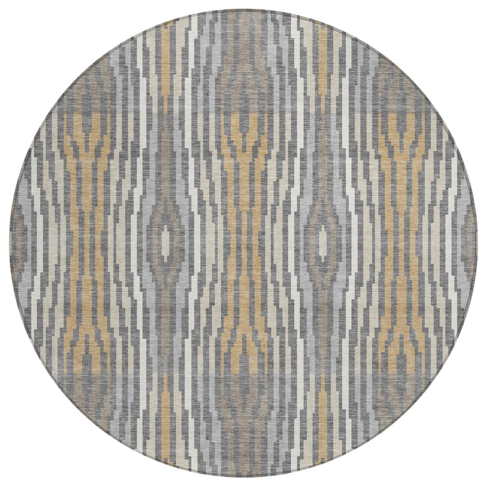 Machine Washable Indoor/Outdoor Chantille ACN2666 Gray 8' x 8' Round Rug. Picture 1