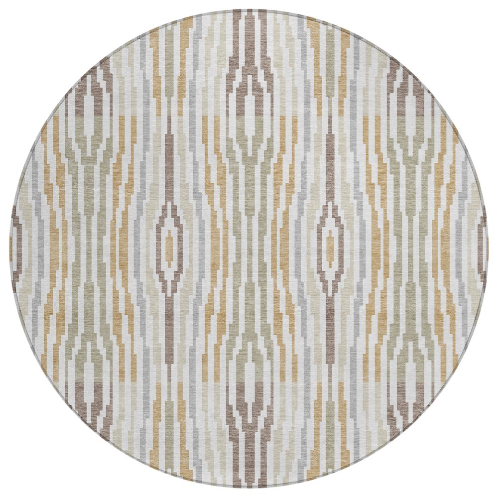 Machine Washable Indoor/Outdoor Chantille ACN2666 Ivory 8' x 8' Round Rug. Picture 1