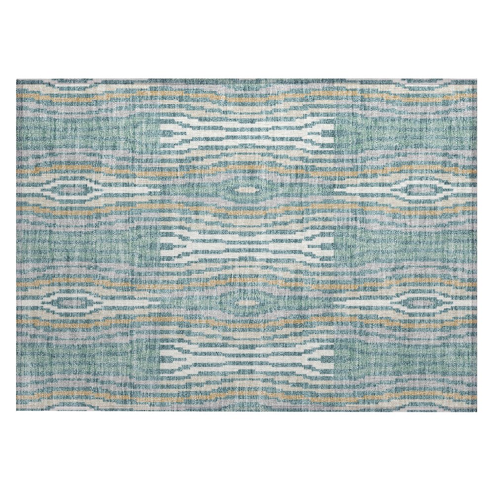 Machine Washable Indoor/Outdoor Chantille ACN2666 Teal 1'8" x 2'6" Rug. Picture 1