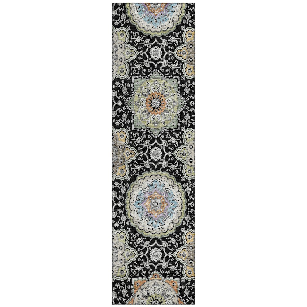 Machine Washable Indoor/Outdoor Chantille ACN2667 Black 2'3" x 7'6" Runner Rug. Picture 1