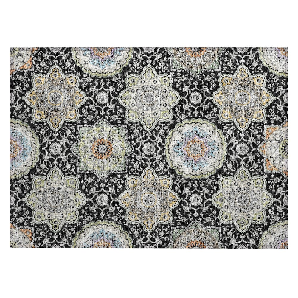 Machine Washable Indoor/Outdoor Chantille ACN2667 Black 1'8" x 2'6" Rug. Picture 1