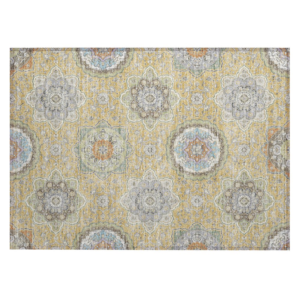 Machine Washable Indoor/Outdoor Chantille ACN2667 Gold 1'8" x 2'6" Rug. Picture 1