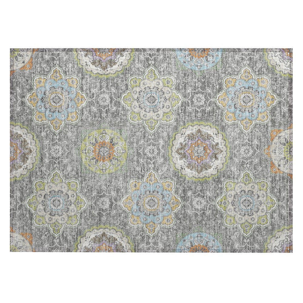 Machine Washable Indoor/Outdoor Chantille ACN2667 Gray 1'8" x 2'6" Rug. Picture 1