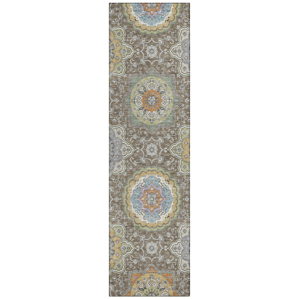 Machine Washable Indoor/Outdoor Chantille ACN2667 Brown 2'3" x 7'6" Runner Rug. Picture 1