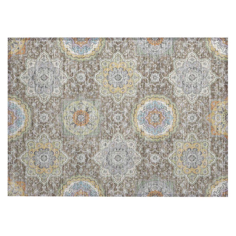 Machine Washable Indoor/Outdoor Chantille ACN2667 Brown 1'8" x 2'6" Rug. Picture 1
