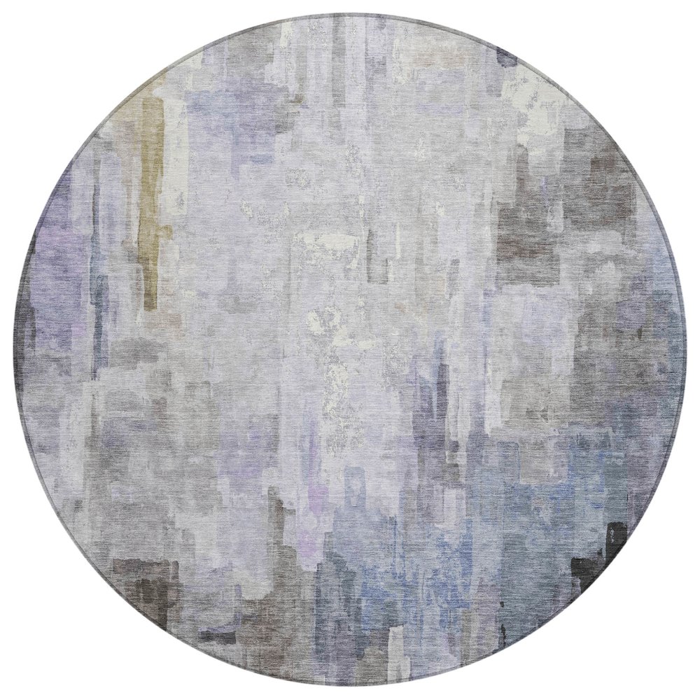 Machine Washable Indoor/Outdoor Chantille ACN2668 Purple 8' x 8' Round Rug. Picture 1