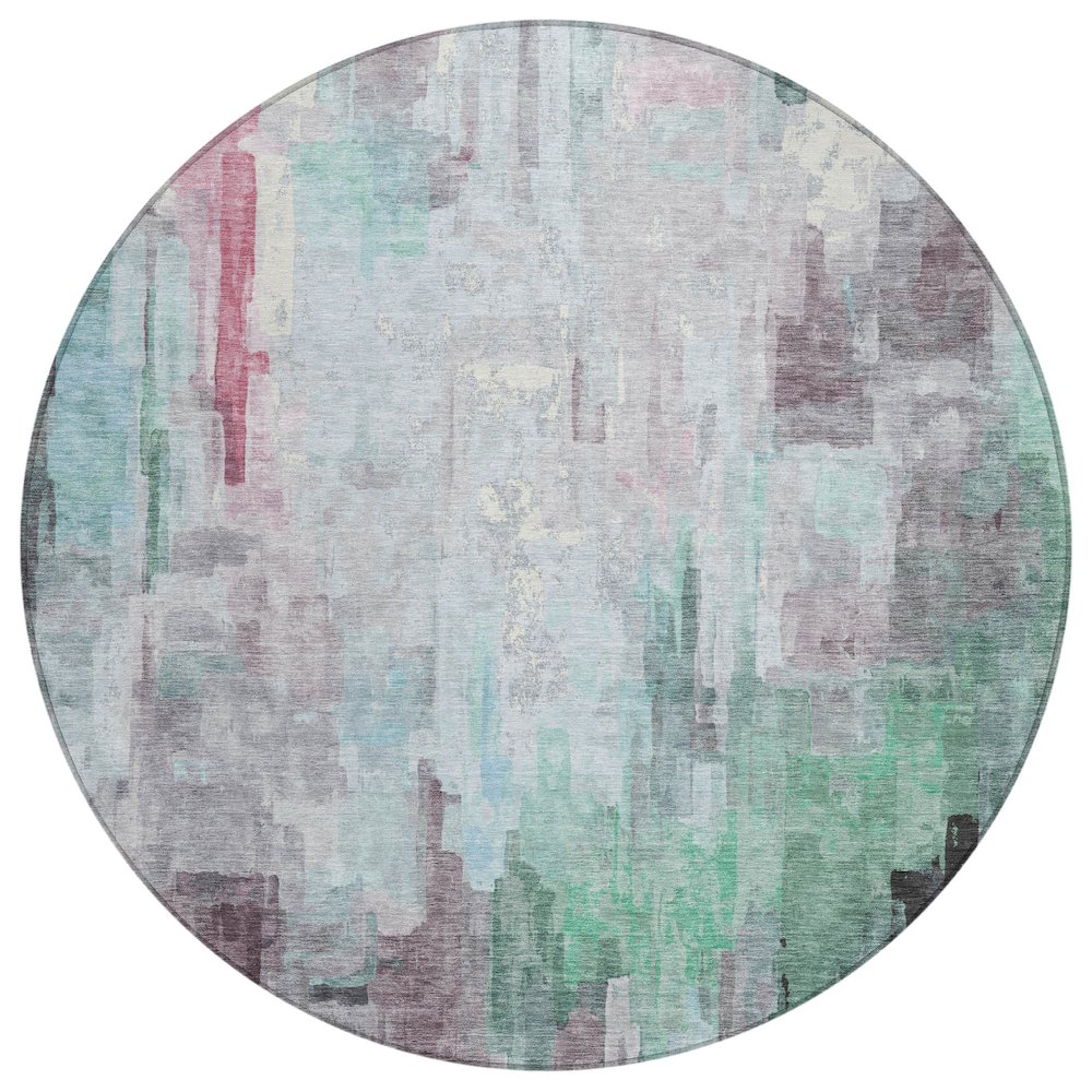 Machine Washable Indoor/Outdoor Chantille ACN2668 Blue 8' x 8' Round Rug. Picture 1
