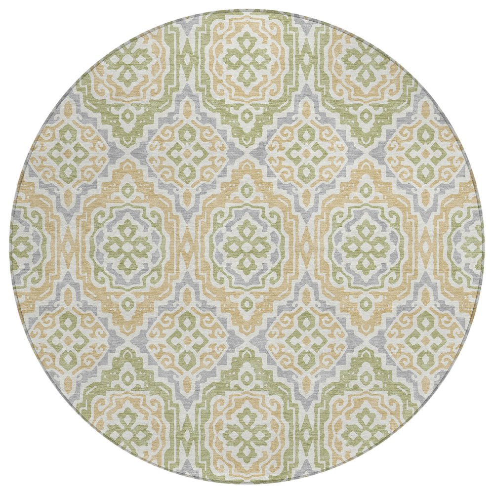 Machine Washable Indoor/Outdoor Chantille ACN2669 Green 8' x 8' Round Rug. Picture 1