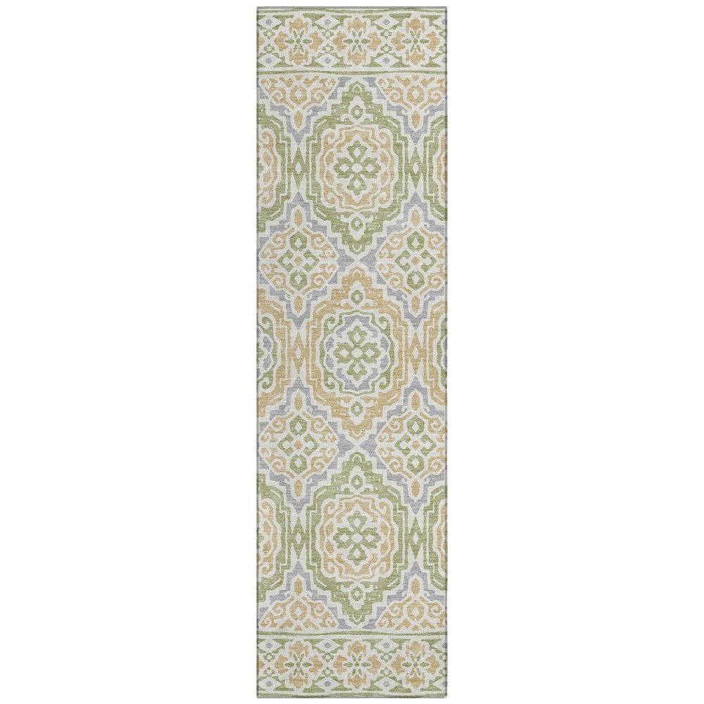 Machine Washable Indoor/Outdoor Chantille ACN2669 Green 2'3" x 7'6" Runner Rug. Picture 1