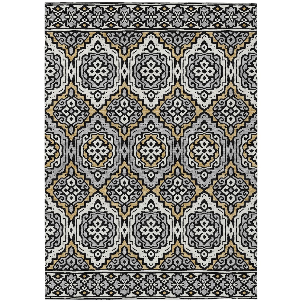 Machine Washable Indoor/Outdoor Chantille ACN2669 Black 2'6" x 3'10" Rug. Picture 1