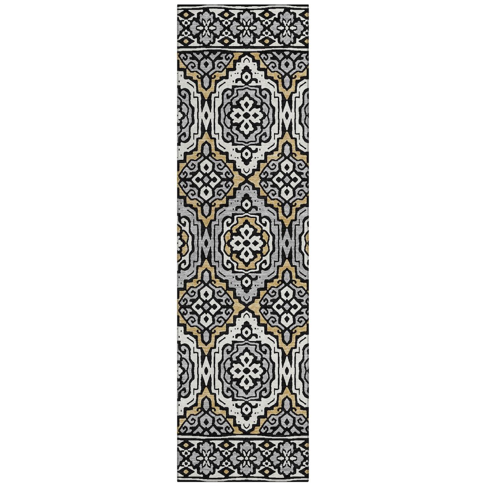 Machine Washable Indoor/Outdoor Chantille ACN2669 Black 2'3" x 7'6" Runner Rug. Picture 1
