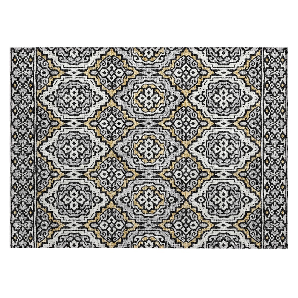 Machine Washable Indoor/Outdoor Chantille ACN2669 Black 1'8" x 2'6" Rug. Picture 1