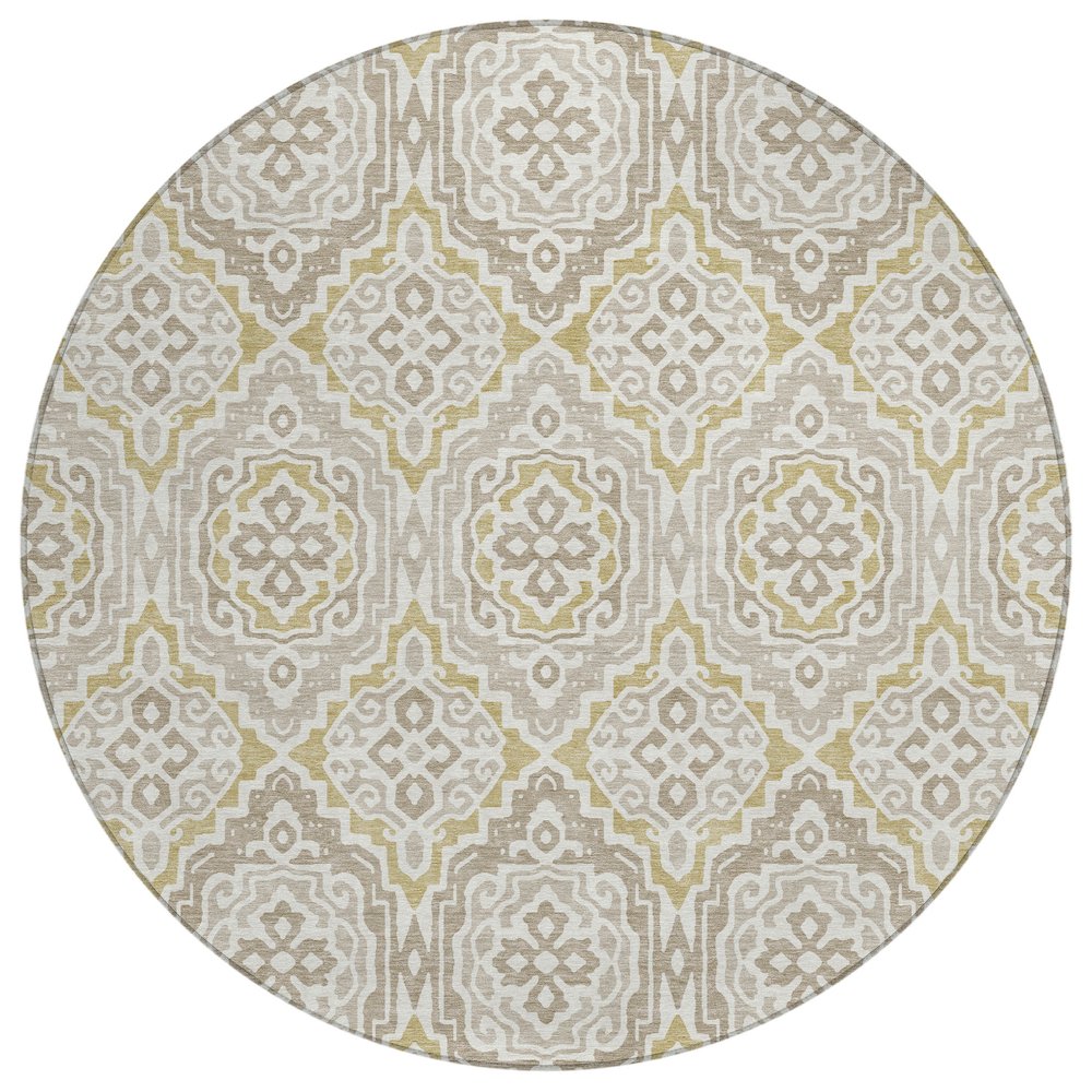 Machine Washable Indoor/Outdoor Chantille ACN2669 Ivory 8' x 8' Round Rug. Picture 1