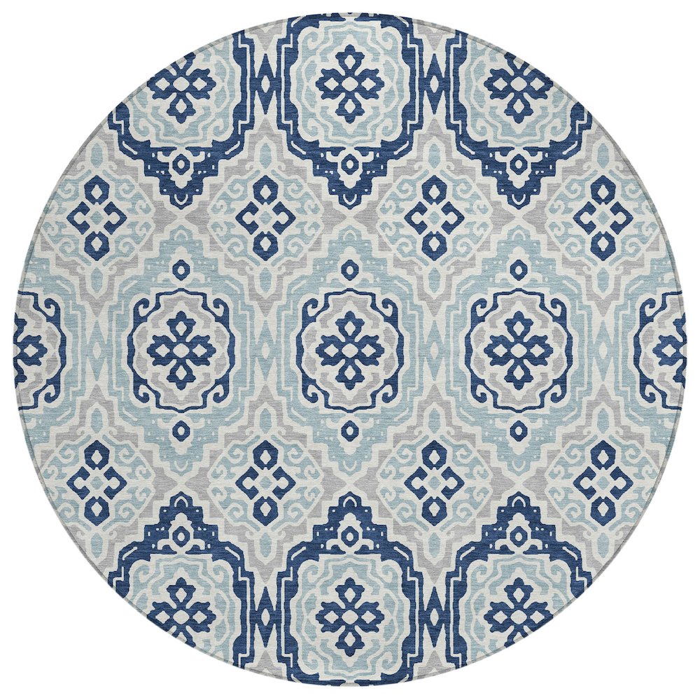 Machine Washable Indoor/Outdoor Chantille ACN2669 Blue 8' x 8' Round Rug. Picture 1