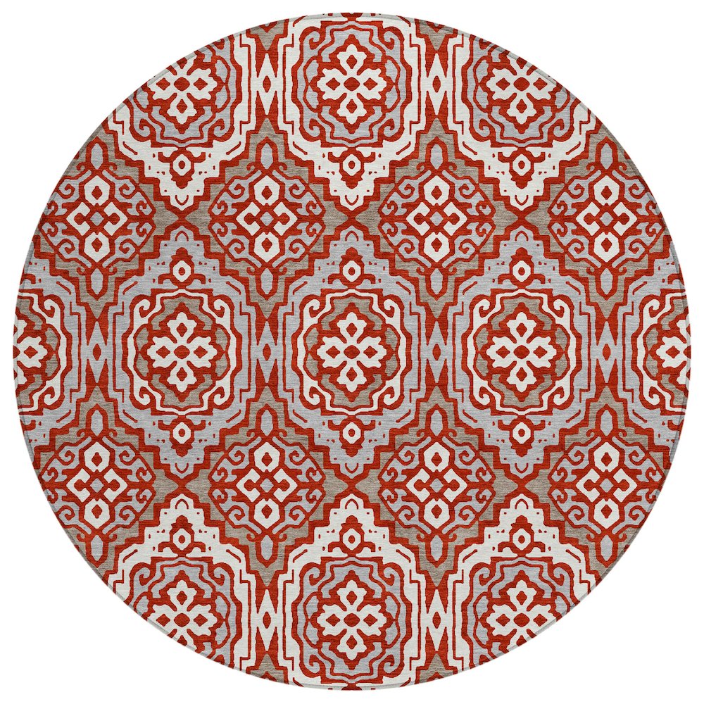 Machine Washable Indoor/Outdoor Chantille ACN2669 Red 8' x 8' Round Rug. Picture 1