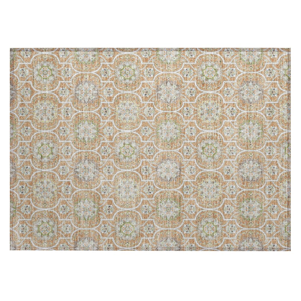 Machine Washable Indoor/Outdoor Chantille ACN2670 Orange 1'8" x 2'6" Rug. Picture 1