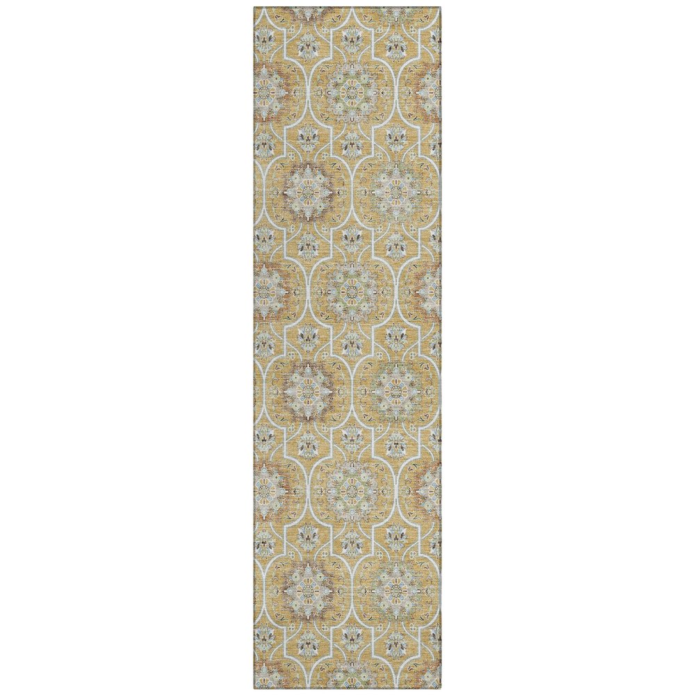 Machine Washable Indoor/Outdoor Chantille ACN2670 Gold 2'3" x 7'6" Runner Rug. Picture 1