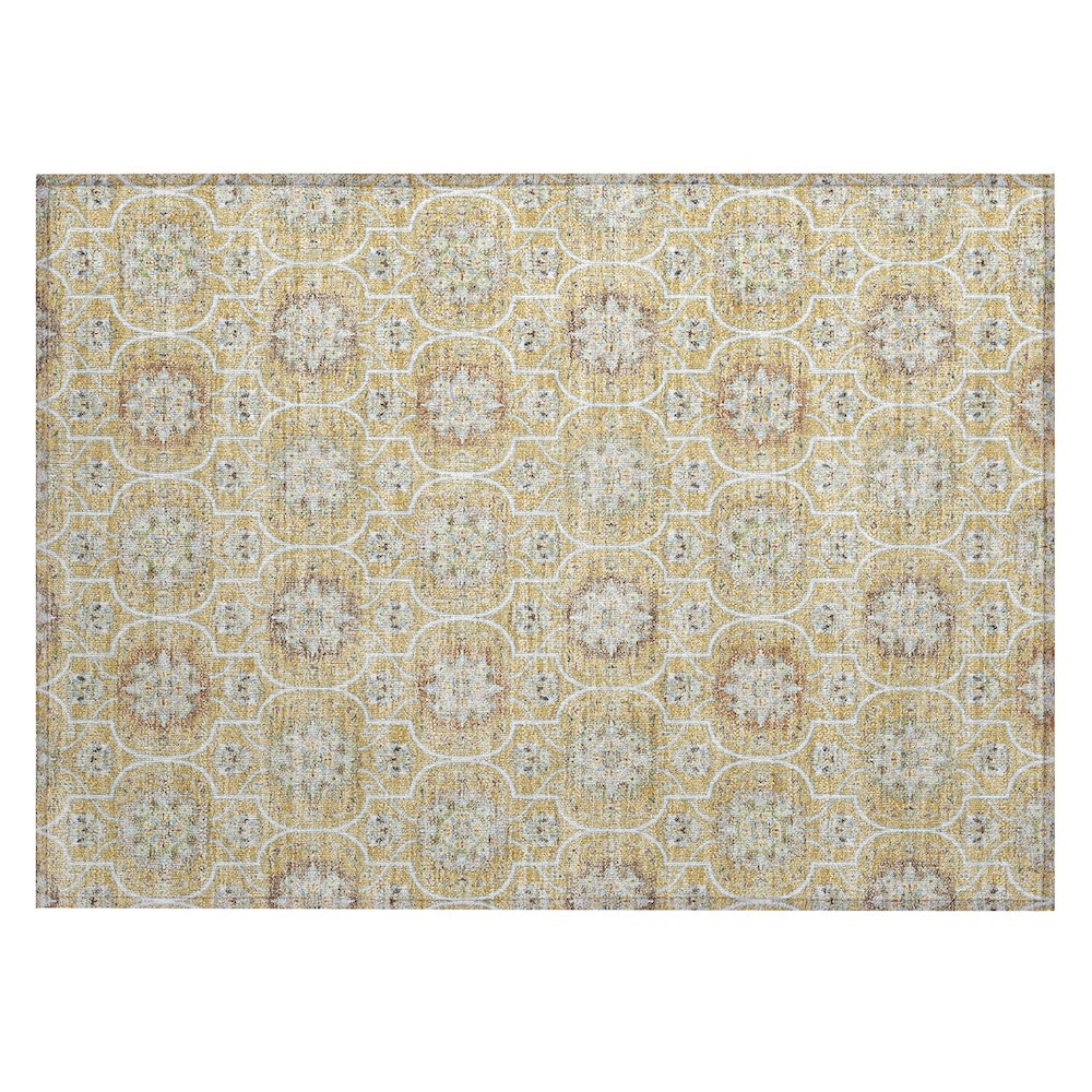 Machine Washable Indoor/Outdoor Chantille ACN2670 Gold 1'8" x 2'6" Rug. Picture 1