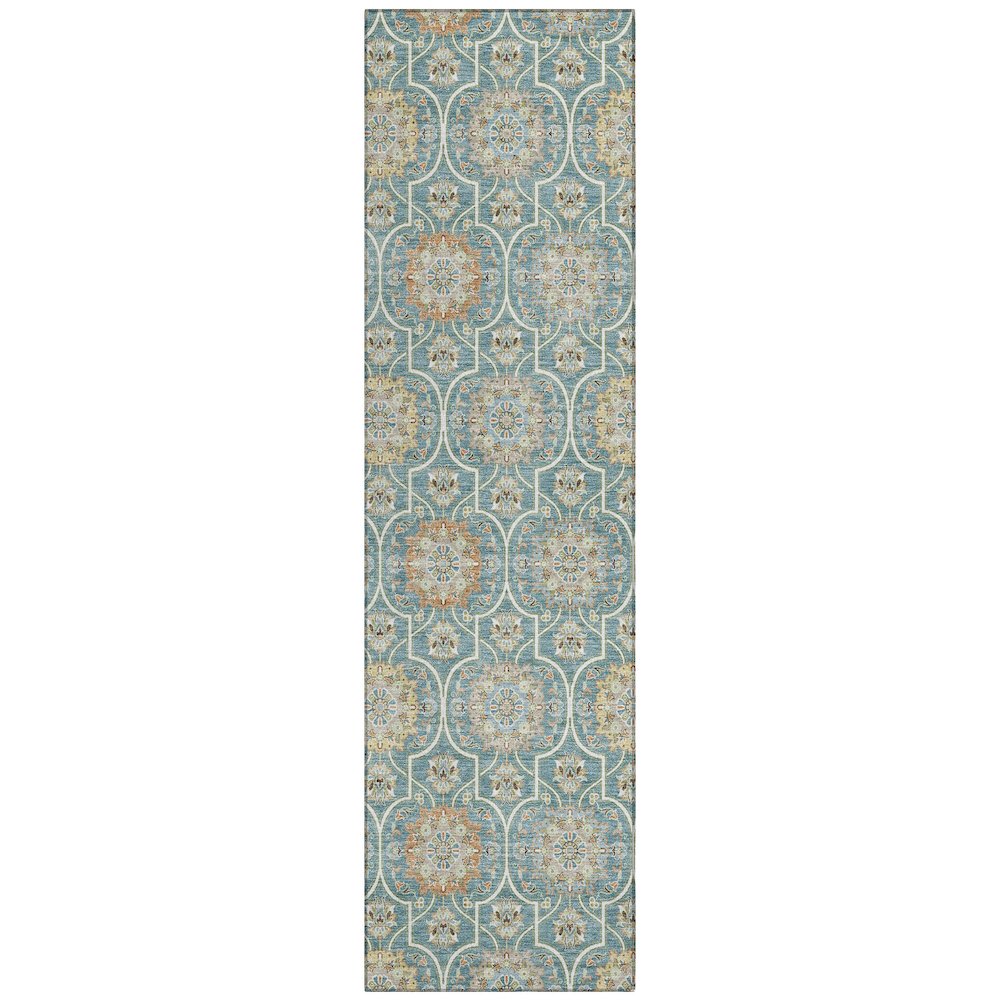 Machine Washable Indoor/Outdoor Chantille ACN2670 Teal 2'3" x 7'6" Runner Rug. Picture 1