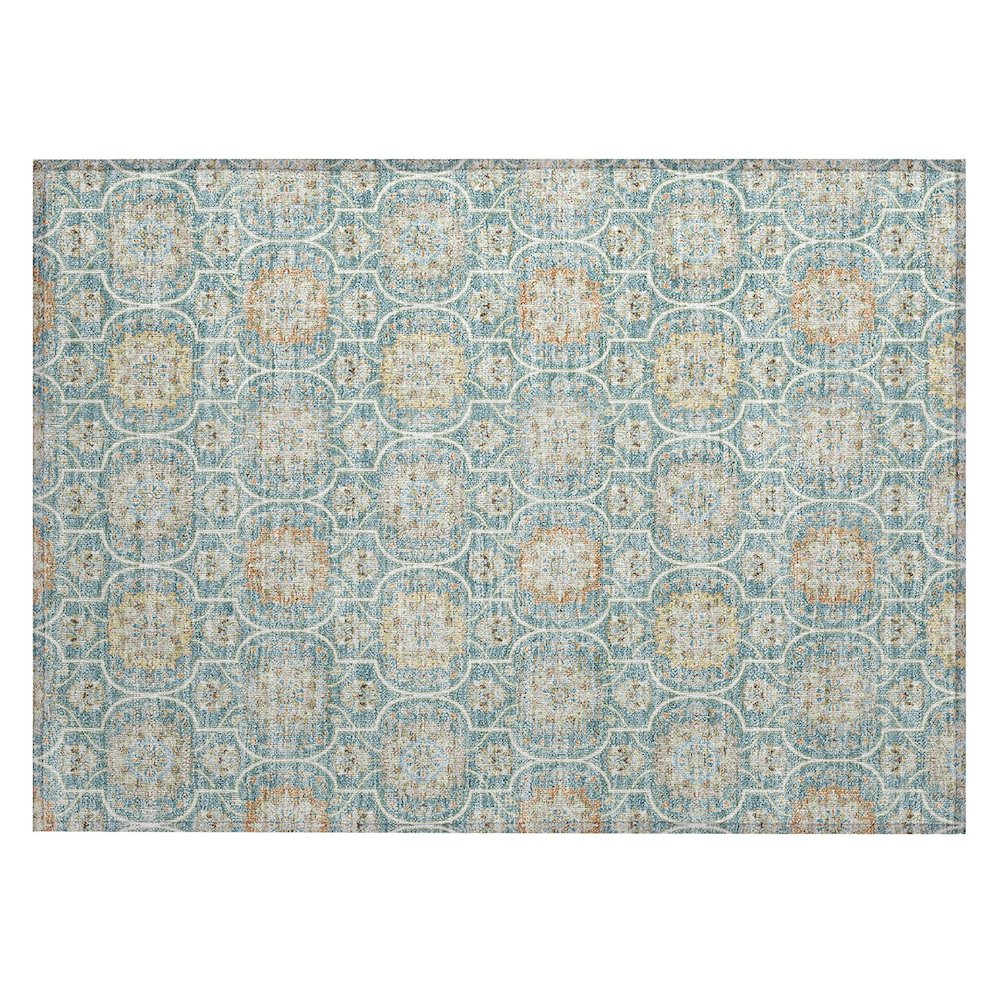Machine Washable Indoor/Outdoor Chantille ACN2670 Teal 1'8" x 2'6" Rug. Picture 1