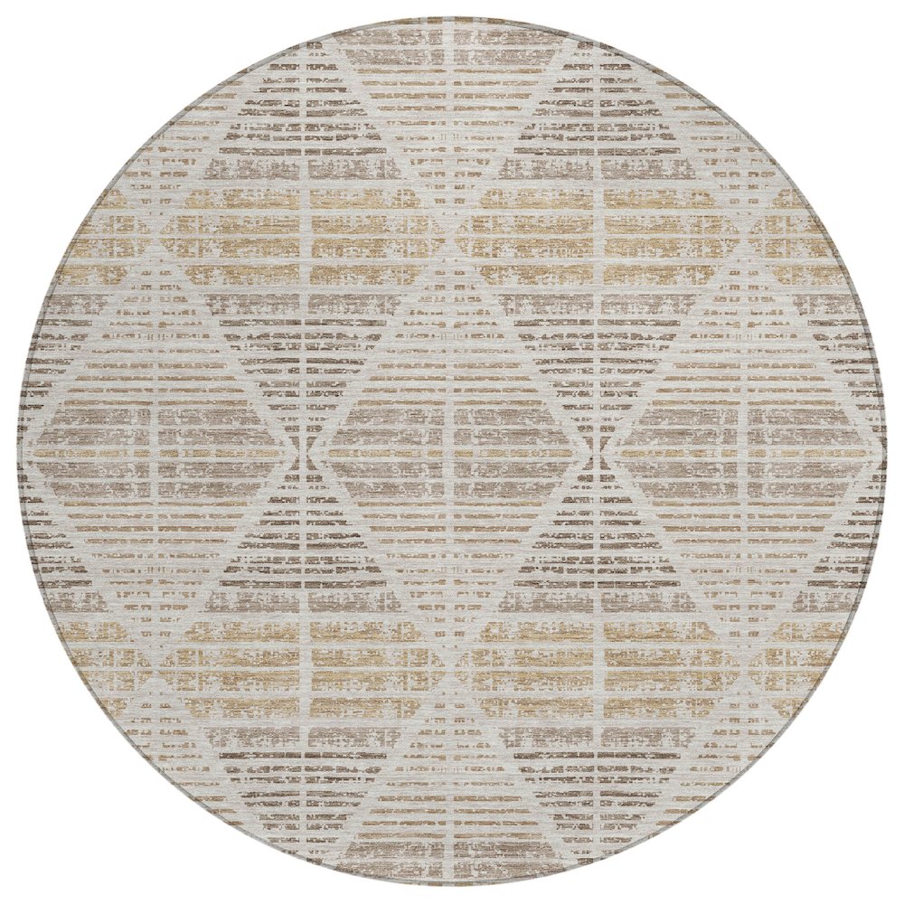 Machine Washable Indoor/Outdoor Chantille ACN2671 Brown 8' x 8' Round Rug. Picture 1