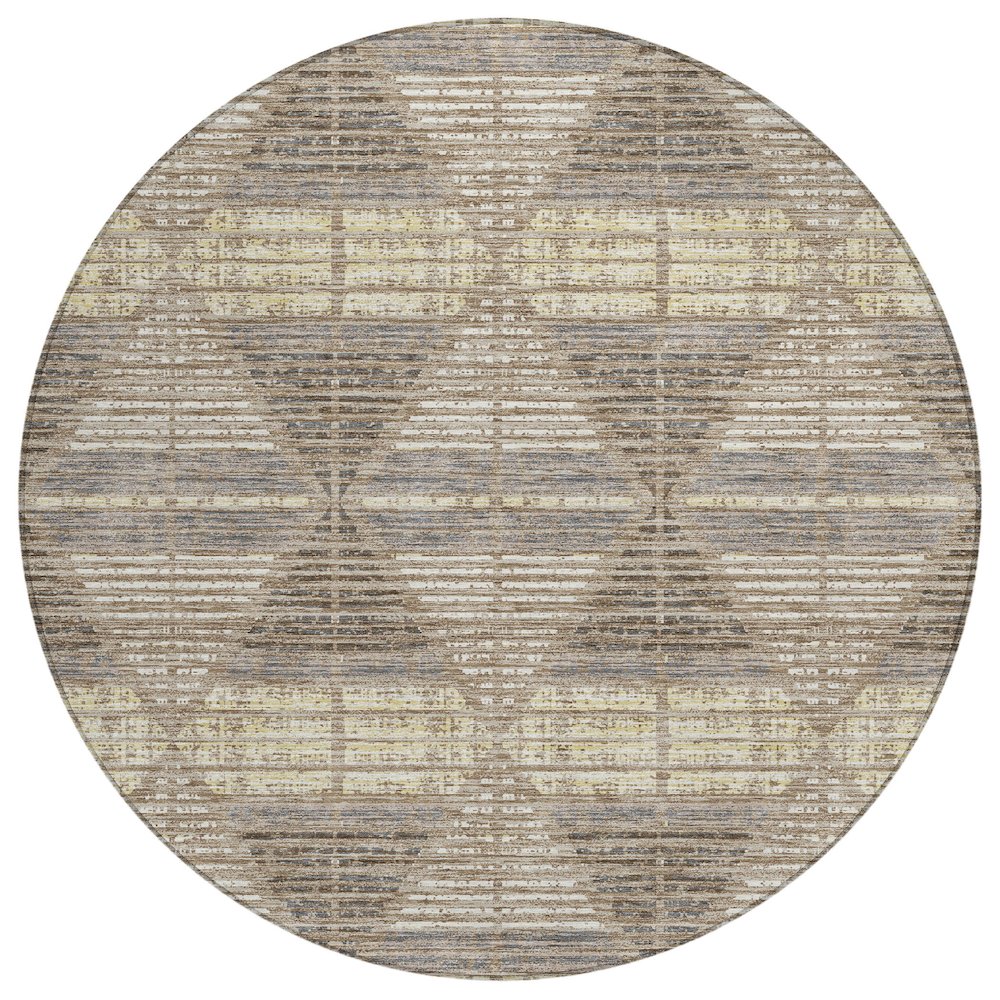 Machine Washable Indoor/Outdoor Chantille ACN2671 Brown 8' x 8' Round Rug. Picture 1