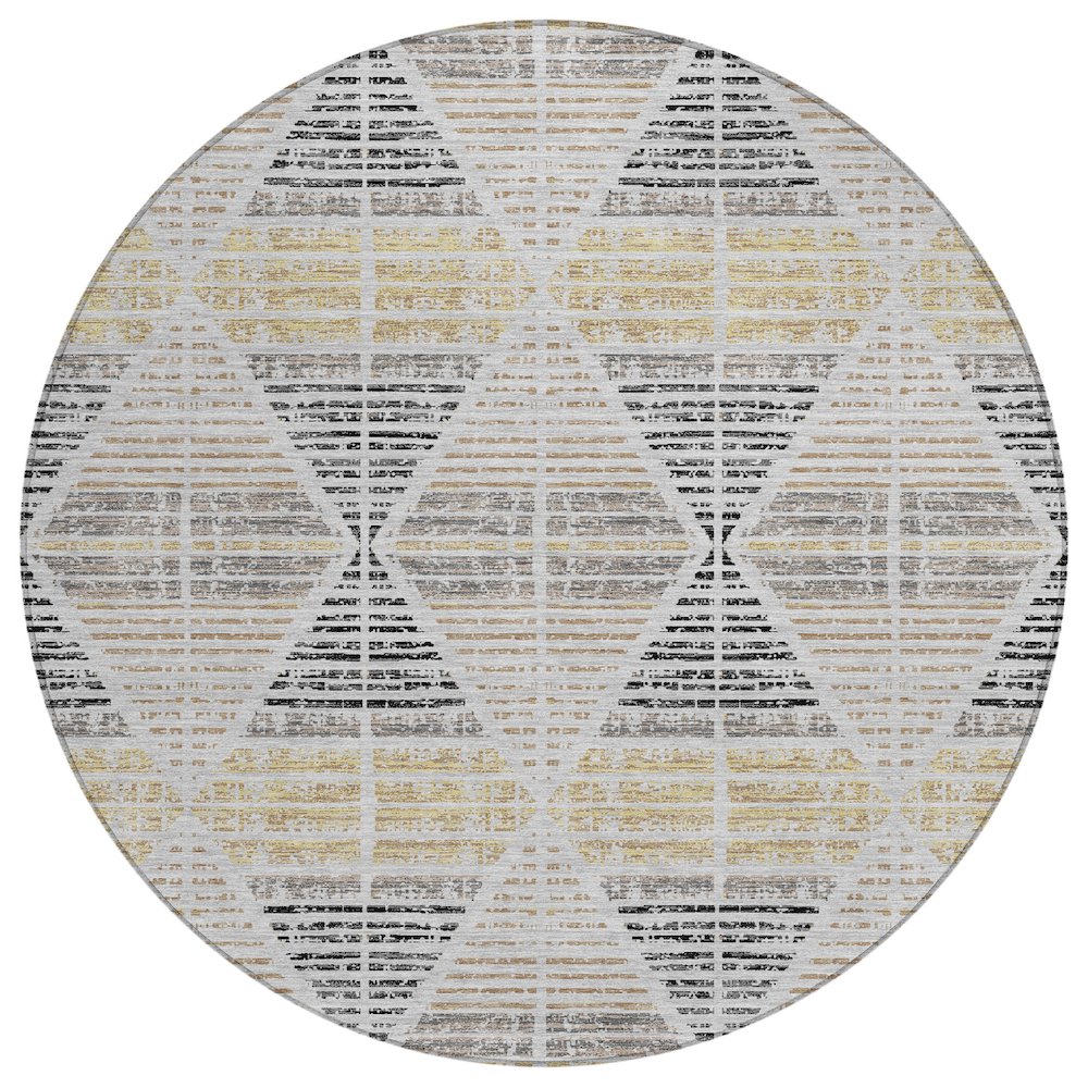 Machine Washable Indoor/Outdoor Chantille ACN2671 Gray 8' x 8' Round Rug. Picture 1