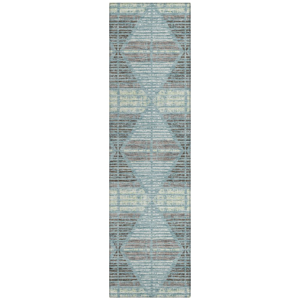 Machine Washable Indoor/Outdoor Chantille ACN2671 Teal 2'3" x 7'6" Runner Rug. Picture 1