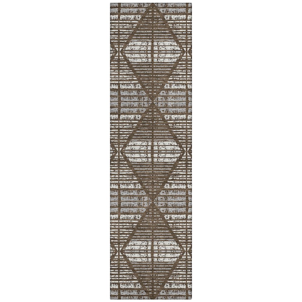 Machine Washable Indoor/Outdoor Chantille ACN2672 Brown 2'3" x 7'6" Runner Rug. Picture 1