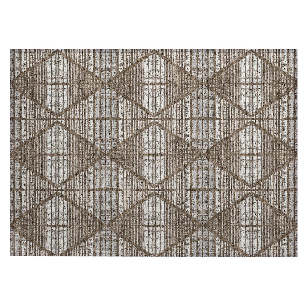 Machine Washable Indoor/Outdoor Chantille ACN2672 Brown 1'8" x 2'6" Rug. Picture 1