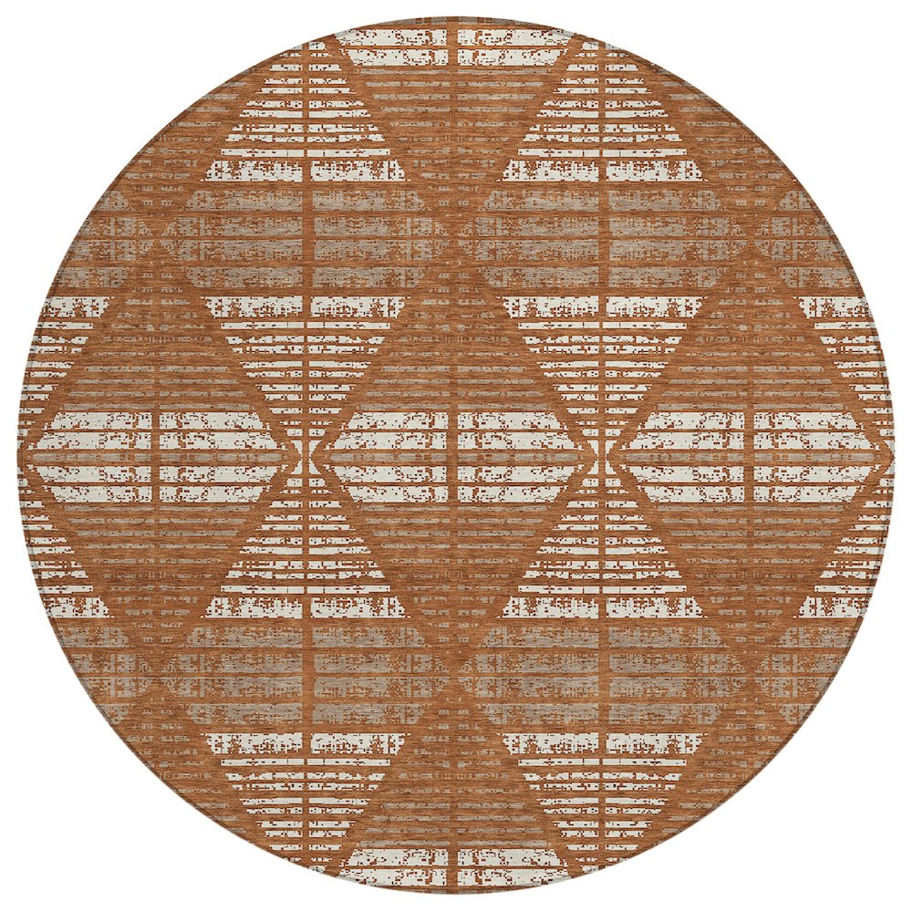 Machine Washable Indoor/Outdoor Chantille ACN2672 Orange 8' x 8' Round Rug. Picture 1