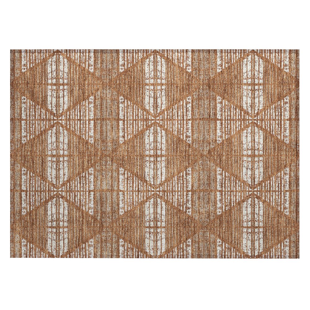 Machine Washable Indoor/Outdoor Chantille ACN2672 Orange 1'8" x 2'6" Rug. Picture 1
