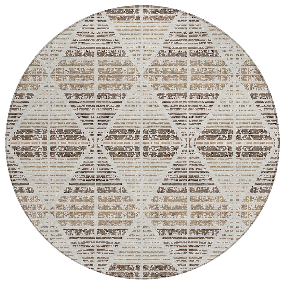 Machine Washable Indoor/Outdoor Chantille ACN2672 Ivory 8' x 8' Round Rug. Picture 1