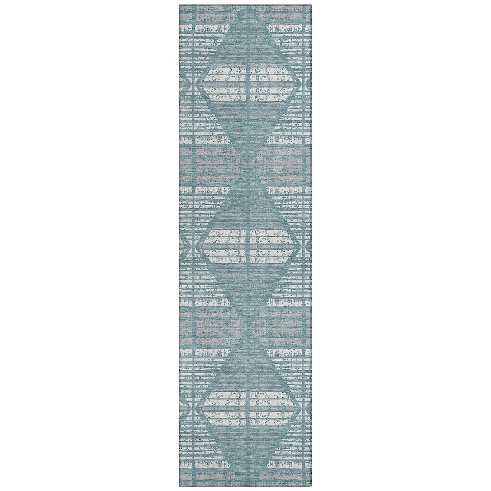Machine Washable Indoor/Outdoor Chantille ACN2672 Teal 2'3" x 7'6" Runner Rug. Picture 1