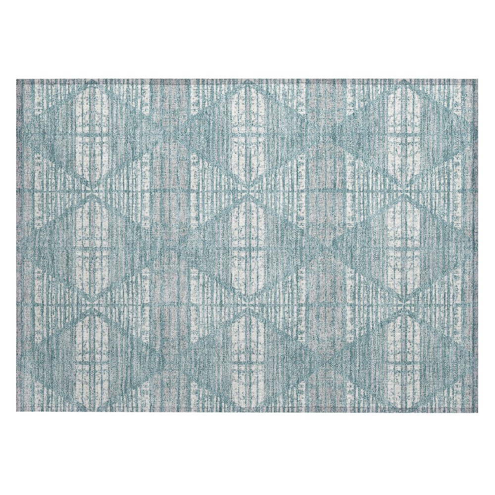 Machine Washable Indoor/Outdoor Chantille ACN2672 Teal 1'8" x 2'6" Rug. Picture 1
