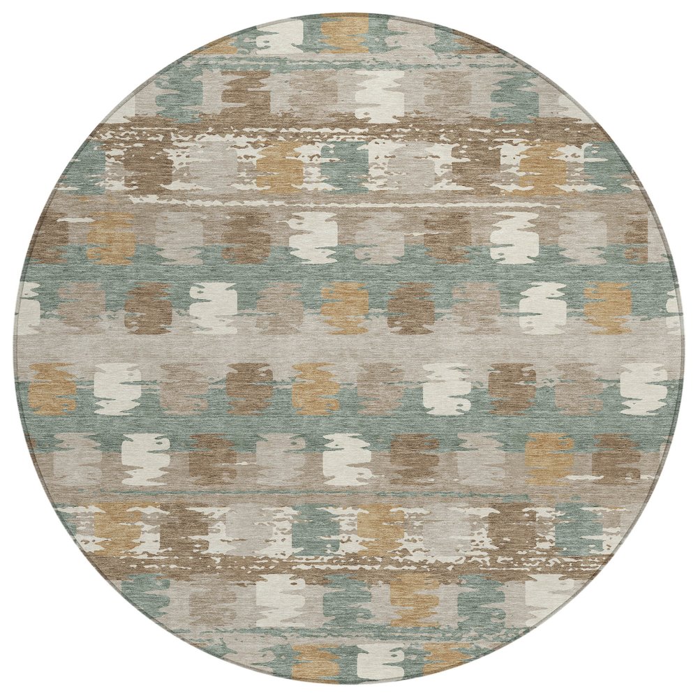 Machine Washable Indoor/Outdoor Chantille ACN2673 Green 8' x 8' Round Rug. Picture 1