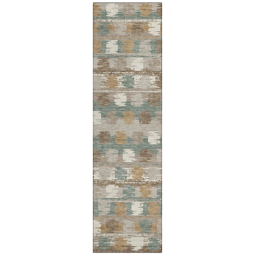 Machine Washable Indoor/Outdoor Chantille ACN2673 Green 2'3" x 7'6" Runner Rug. Picture 1