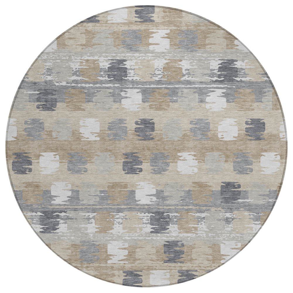 Machine Washable Indoor/Outdoor Chantille ACN2673 Brown 8' x 8' Round Rug. Picture 1