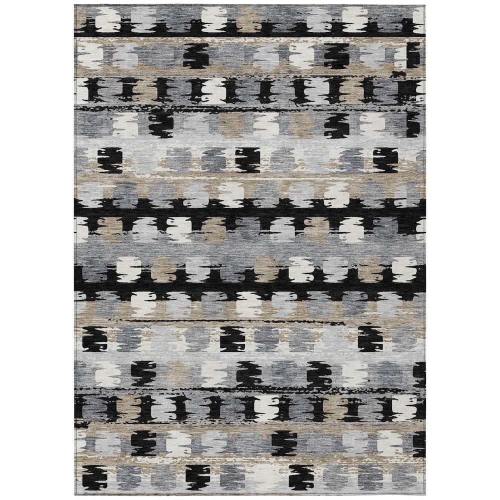 Machine Washable Indoor/Outdoor Chantille ACN2673 Black 2'6" x 3'10" Rug. Picture 1