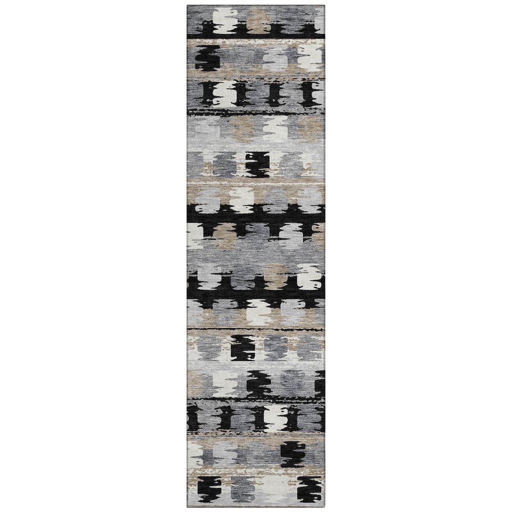 Machine Washable Indoor/Outdoor Chantille ACN2673 Black 2'3" x 7'6" Runner Rug. Picture 1