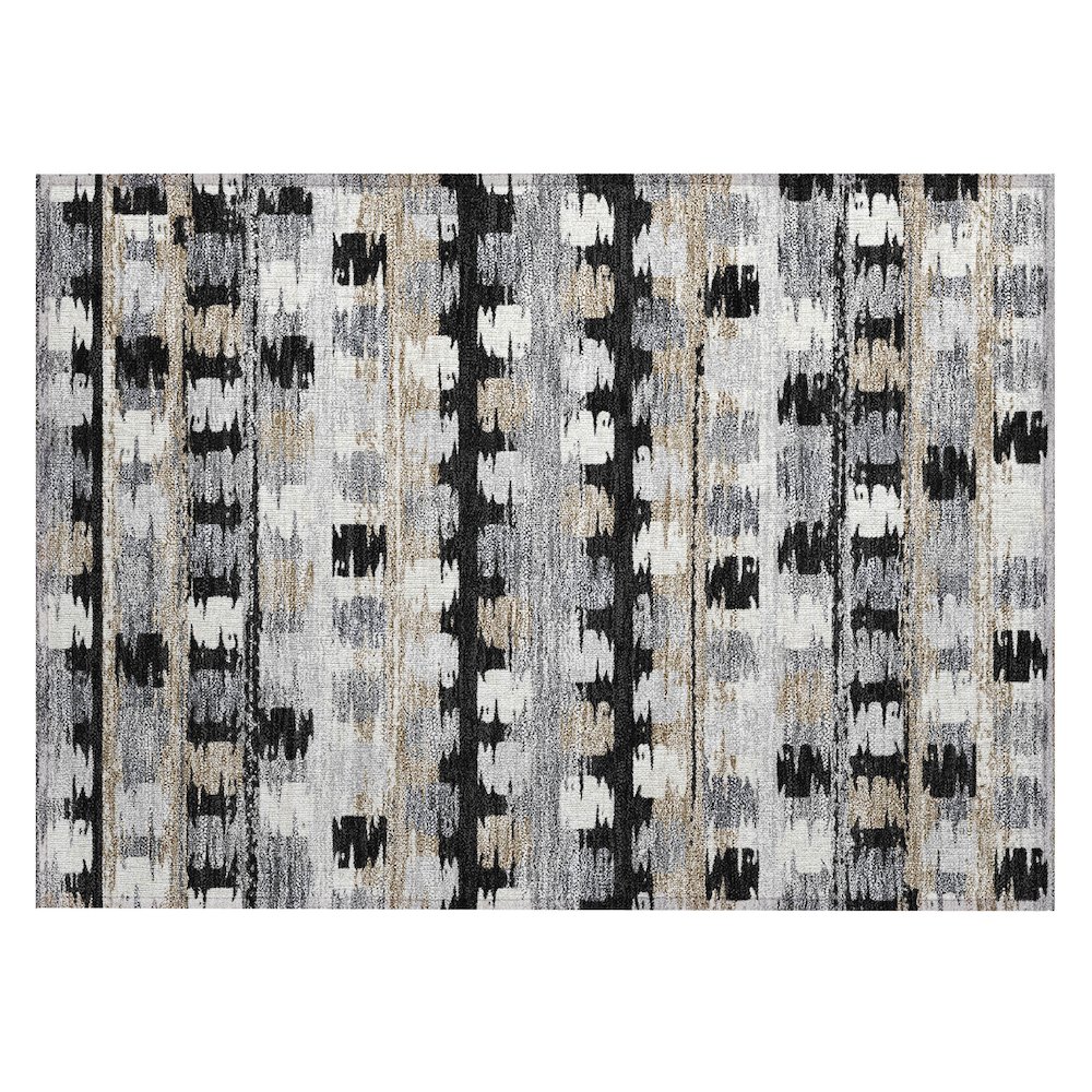 Machine Washable Indoor/Outdoor Chantille ACN2673 Black 1'8" x 2'6" Rug. Picture 1
