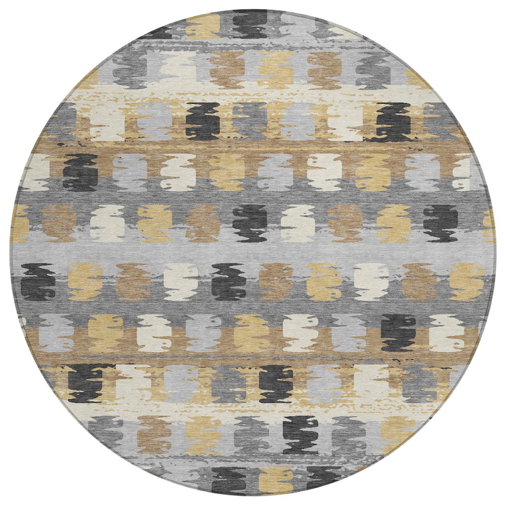 Machine Washable Indoor/Outdoor Chantille ACN2673 Gray 8' x 8' Round Rug. Picture 1