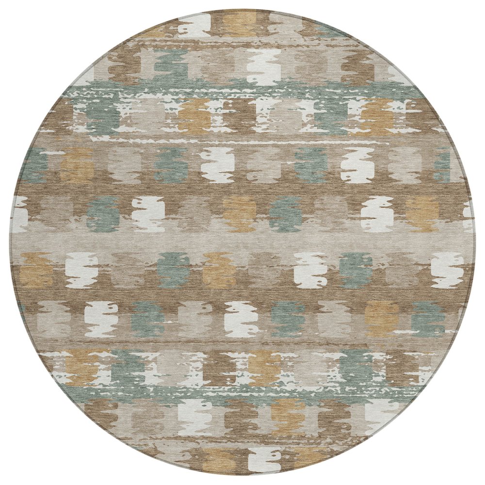 Machine Washable Indoor/Outdoor Chantille ACN2673 Brown 8' x 8' Round Rug. Picture 1