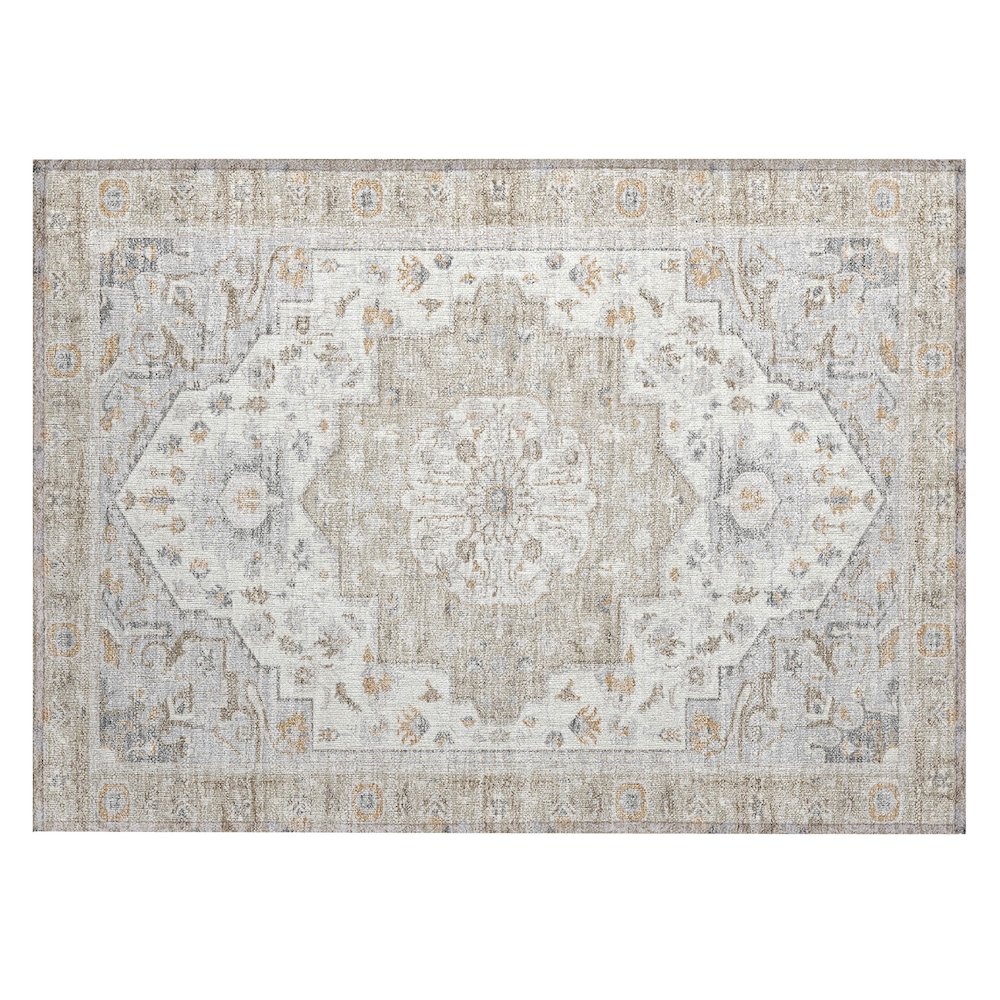 Machine Washable Indoor/Outdoor Chantille ACN2674 Brown 1'8" x 2'6" Rug. Picture 1