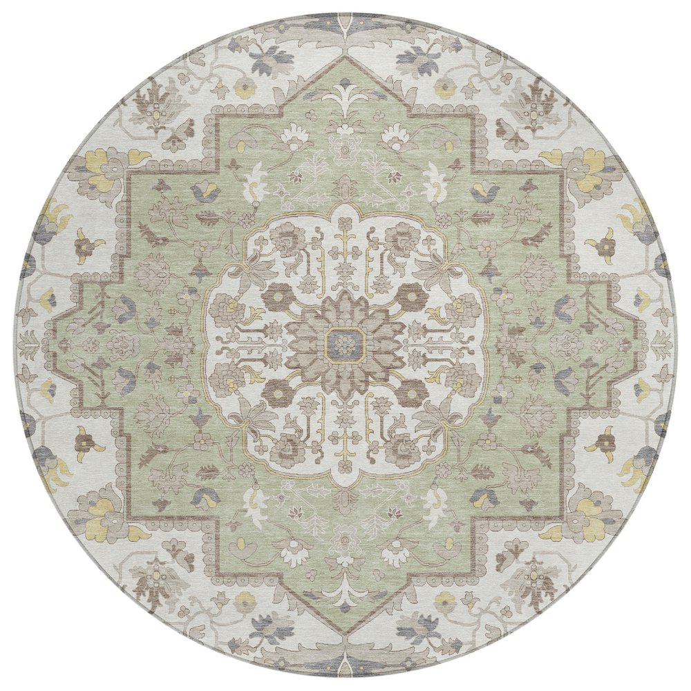 Machine Washable Indoor/Outdoor Chantille ACN2674 Green 8' x 8' Round Rug. Picture 1