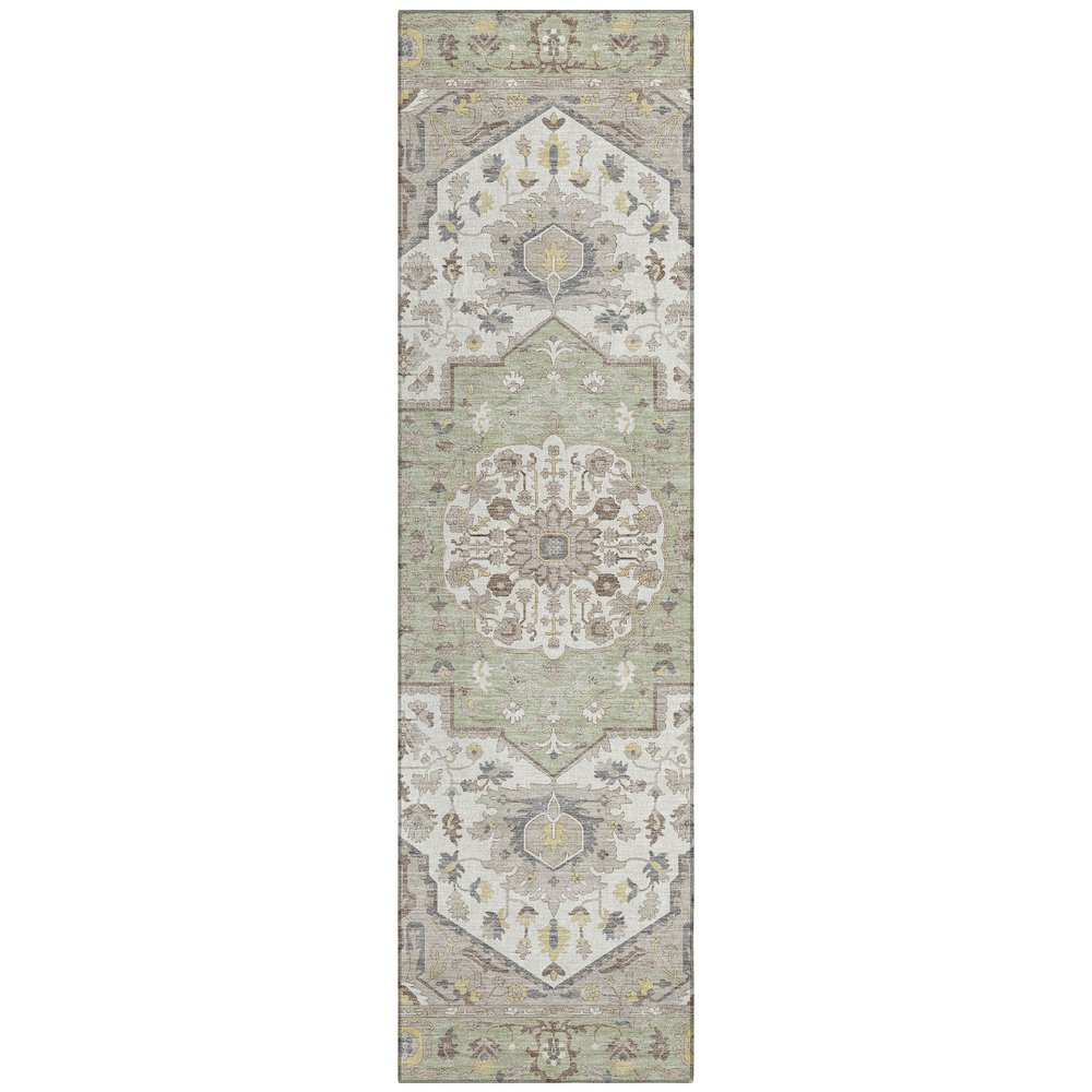 Machine Washable Indoor/Outdoor Chantille ACN2674 Green 2'3" x 7'6" Runner Rug. Picture 1
