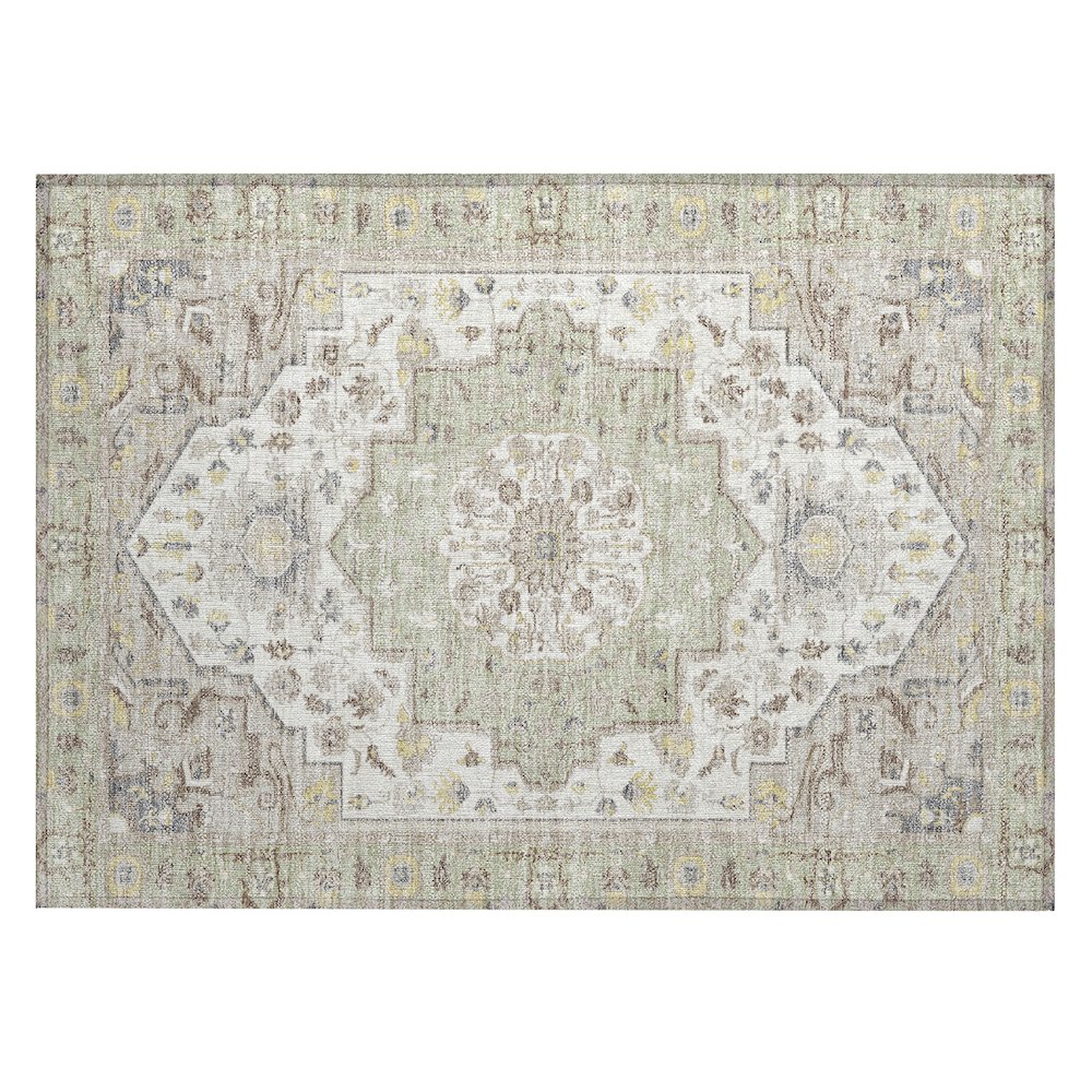 Machine Washable Indoor/Outdoor Chantille ACN2674 Green 1'8" x 2'6" Rug. Picture 1