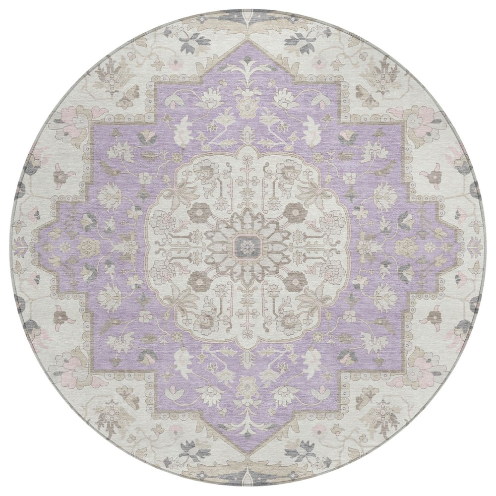 Machine Washable Indoor/Outdoor Chantille ACN2674 Purple 8' x 8' Round Rug. Picture 1