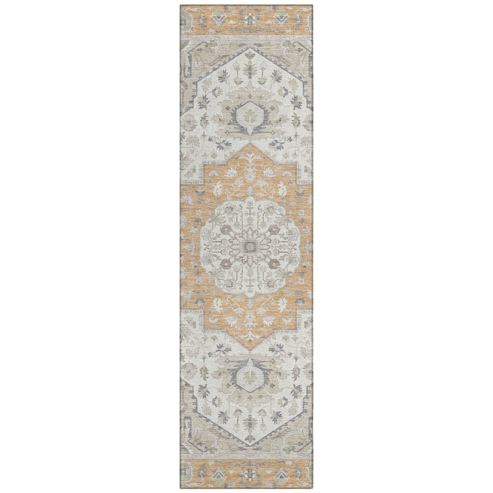 Machine Washable Indoor/Outdoor Chantille ACN2674 Orange 2'3" x 7'6" Runner Rug. Picture 1